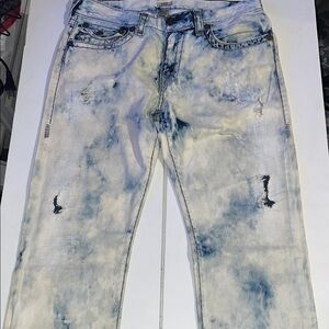 True Religion distressed acid washed jeans men’s size 34 Ricky relaxed straight